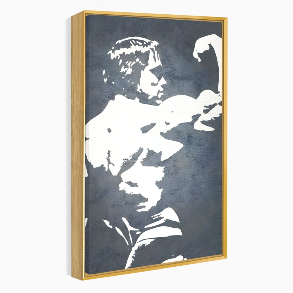 Tablou canvas cu tablou canvas cu portret stilizat, in rama de aluminiu auriu